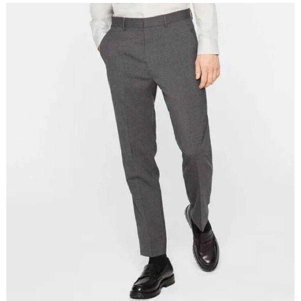 Club Monaco Mens 100% Wool Dress Pants Charcoal Gray Flat Front Trousers 34x32